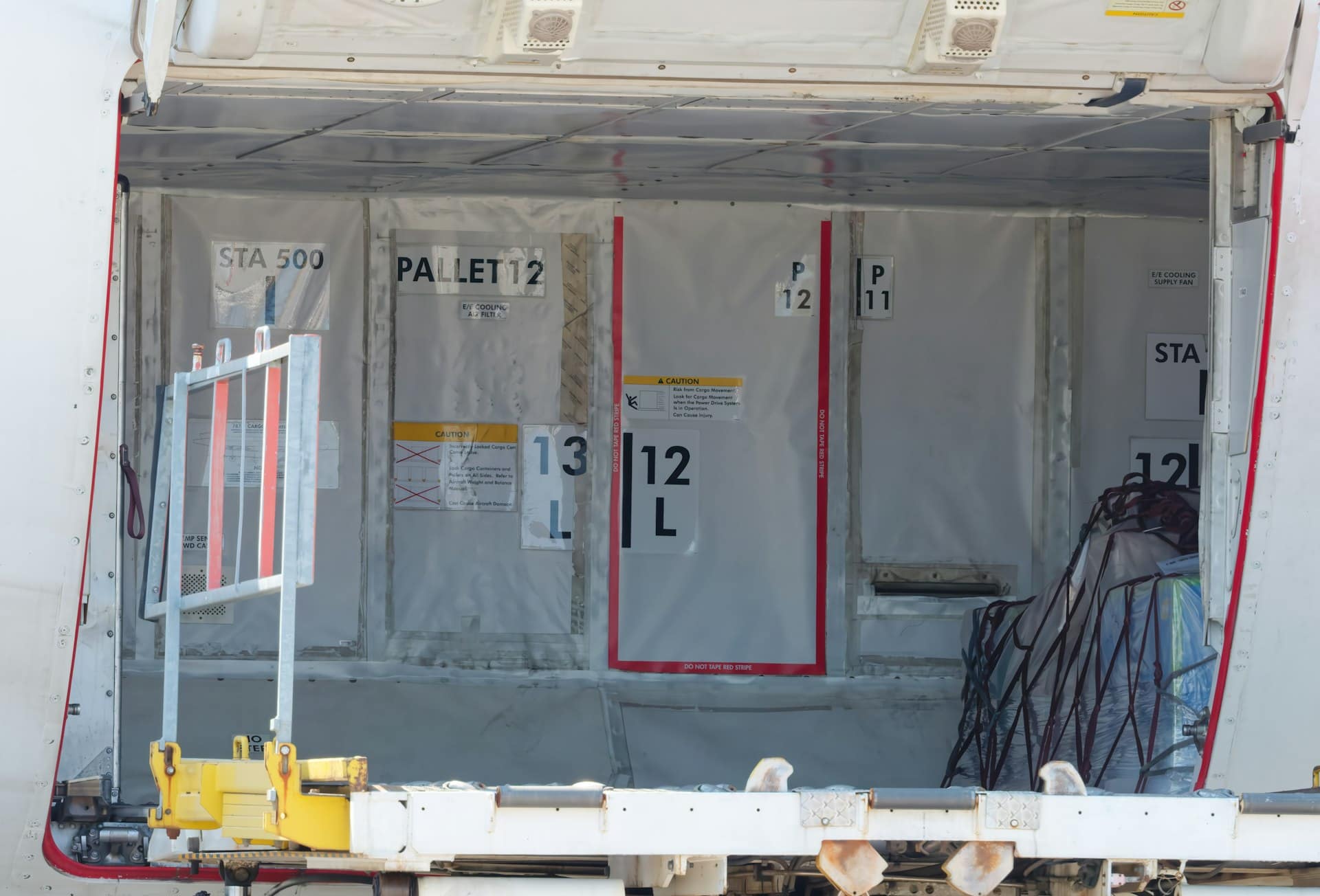 Cargo containers inside an aircraft hold